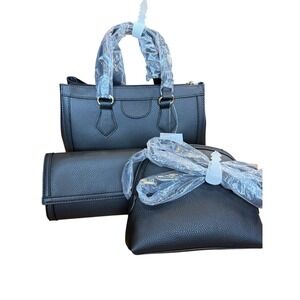 JustFab 3-Piece Black Purse Set‎ w/ Wallet & Mini Bag NWT Stylish Gift